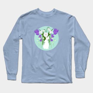 Bunny Silhouette and Spring Wildflowers Long Sleeve T-Shirt